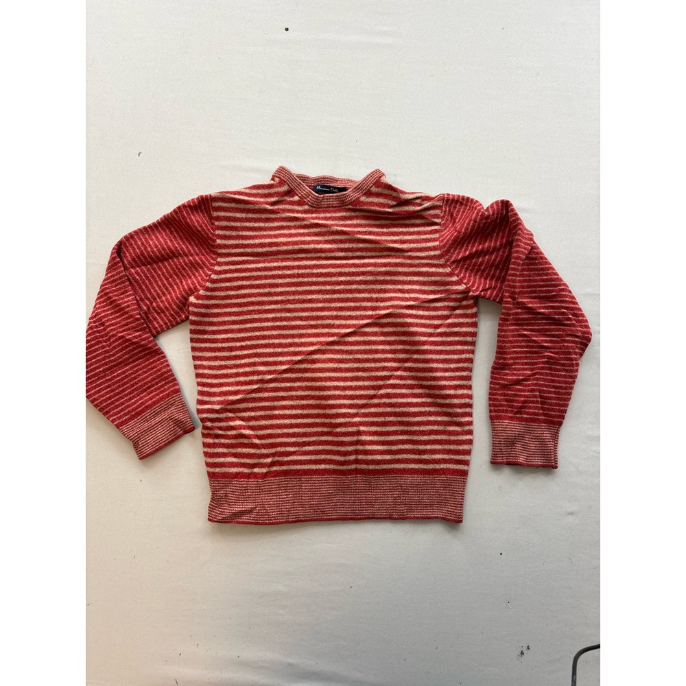 Massimo Dutti Wool Cashmere Silk Red Striped Mock Neck Sweater